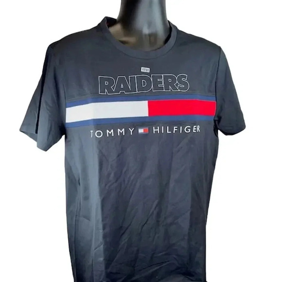 NEW Tommy Hilfiger NFL Las Vegas Raiders T-Shirt Short Sleeve Dark Gray Mens M